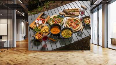 アウトドア料理　Outdoor lunch at the cottage Wall mural